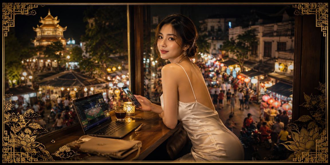 Người dùng tại quán cà phê Hà Nội dùng a6x với giao diện tiếng Việt